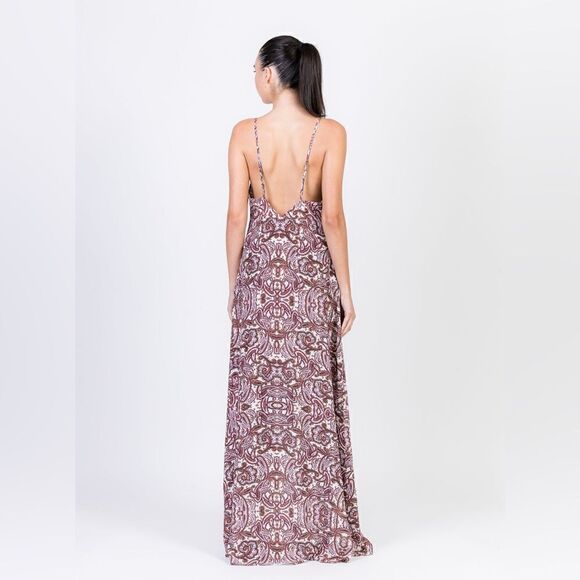 For Love  & Lemons Romy Maxi Pink Red Dress Tank Asymmetrical Sleep Size S - Picture 6 of 13